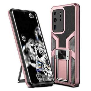 For Samsung Galaxy S20 Ultra Armor 2 in 1 Magnetic Shockproof Phone Case with Foldable Holder(Rose Gold)