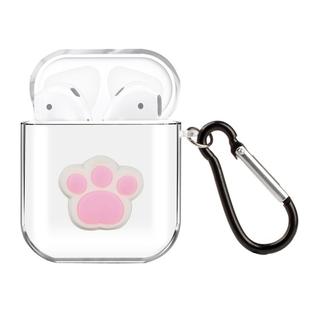 For AirPods 1 / 2 High Transparent TPU Silicone Patch Earphone Protective Case with Hook(Cat Claw)