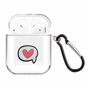 For AirPods 1 / 2 High Transparent TPU Silicone Patch Earphone Protective Case with Hook(Love-heart SMS)