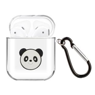 For AirPods 1 / 2 High Transparent TPU Silicone Patch Earphone Protective Case with Hook(Panda)