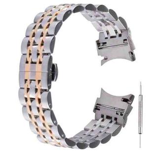 For Samsung Galaxy Watch4 40mm/44mm Seven-bead Stainless Steel Watch Band(Silver Rose Gold)