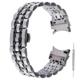 For Samsung Galaxy Watch4 40mm/44mm Seven-bead Stainless Steel Watch Band(Silver Black)