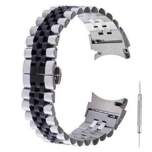 For Samsung Galaxy Watch4 40mm/44mm Five-bead Stainless Steel Watch Band(Silver Black)