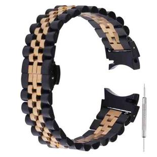 For Samsung Galaxy Watch4 40mm/44mm Five-bead Stainless Steel Watch Band(Black Rose Gold)