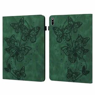 For Huawei MatePad Pro 10.8 2021 / 2018 Embossed Butterfly Pattern Horizontal Flip Leather Tablet Case(Green)