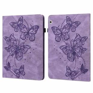 For Huawei MediaPad T3 10 9.6 inch Embossed Butterfly Pattern Horizontal Flip Leather Tablet Case(Purple)