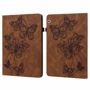 For Huawei MediaPad T3 10 9.6 inch Embossed Butterfly Pattern Horizontal Flip Leather Tablet Case(Brown)