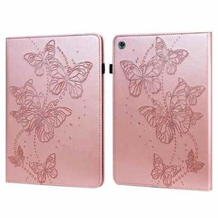 For Huawei MediaPad M5 Lite 10 inch Embossed Butterfly Pattern Horizontal Flip Leather Tablet Case(Pink)