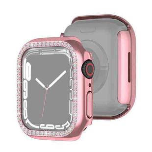 Electroplating PC Single Row Diamond Protective Case For Apple Watch Series 9 / 8 / 7 41mm(Rose Pink)