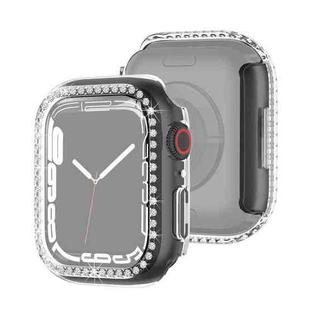 Electroplating PC Single Row Diamond Protective Case For Apple Watch Series 9 / 8 / 7 41mm(Transparent)