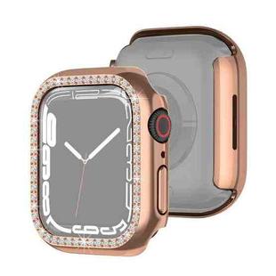 Electroplating PC Single Row Diamond Protective Case For Apple Watch Series 9 / 8 / 7 45mm(Rose Gold)