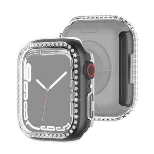 Electroplating PC Single Row Diamond Protective Case For Apple Watch Series 9 / 8 / 7 45mm(Transparent)