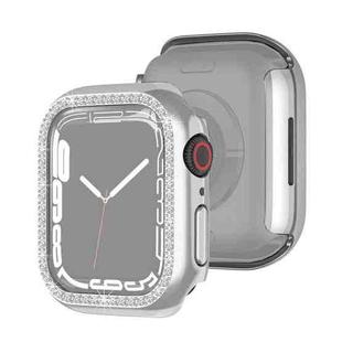 Electroplating PC Single Row Diamond Protective Case For Apple Watch Series 9 / 8 / 7 45mm(Silver)