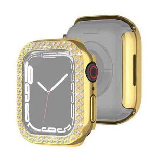 Electroplating PC Double Rows Diamond Protective Case For Apple Watch Series 9 / 8 / 7 41mm(Gold)