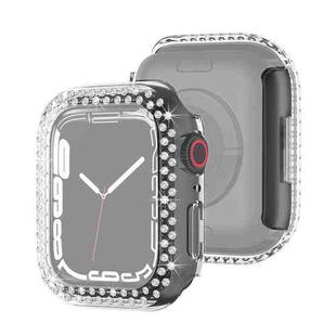 Electroplating PC Double Rows Diamond Protective Case For Apple Watch Series 9 / 8 / 7 45mm(Transparent)