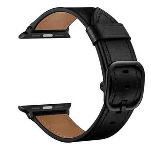 Leather Watch Band For Apple Watch Series 8&7 41mm / SE 2&6&SE&5&4 40mm / 3&2&1 38mm(Black)