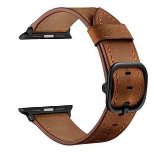 Leather Watch Band For Apple Watch Series 8&7 41mm / SE 2&6&SE&5&4 40mm / 3&2&1 38mm(Red Brown)