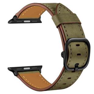 Leather Watch Band For Apple Watch Series 8&7 41mm / SE 2&6&SE&5&4 40mm / 3&2&1 38mm(Army Green Frosted)