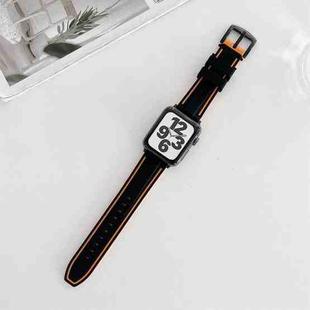 Two-color Silicone Hydraulic Buckle Watch Band For Apple Watch Series 8&7 41mm / SE 2&6&SE&5&4 40mm / 3&2&1 38mm(Black Orange)