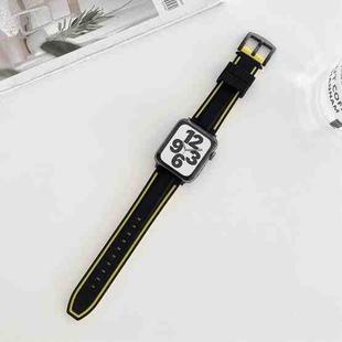Two-color Silicone Hydraulic Buckle Watch Band For Apple Watch Ultra 49mm / Series 8&7 45mm / SE 2&6&SE&5&4 44mm / 3&2&1 42mm(Black Yellow)