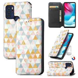 For Motorola Moto G60S Colorful Magnetic Horizontal Flip Leather Phone Case with Holder & Card Slot & Wallet(Rhombus)