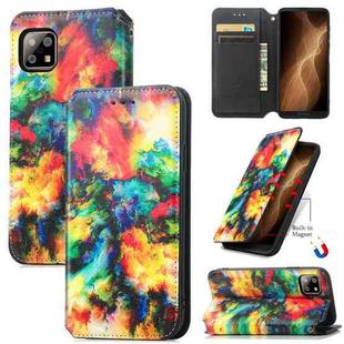 For Sharp Aquos Sense 6 Colorful Magnetic Horizontal Flip Leather Phone Case with Holder & Card Slot & Wallet(Colorful Cloud)
