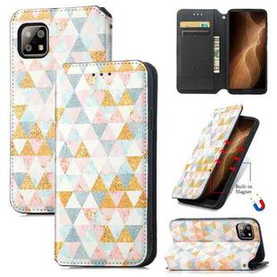 For Sharp Aquos Sense 6 Colorful Magnetic Horizontal Flip Leather Phone Case with Holder & Card Slot & Wallet(Rhombus)