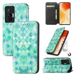 For vivo X70 Pro Colorful Magnetic Horizontal Flip Leather Phone Case with Holder & Card Slot & Wallet(Emerald)