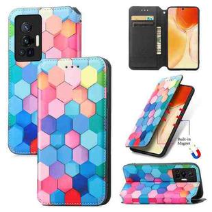 For vivo X70 Pro Colorful Magnetic Horizontal Flip Leather Phone Case with Holder & Card Slot & Wallet(Colorful Cube)