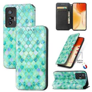 For vivo X70 Colorful Magnetic Horizontal Flip Leather Phone Case with Holder & Card Slot & Wallet(Emerald)
