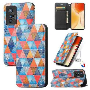 For vivo X70 Colorful Magnetic Horizontal Flip Leather Phone Case with Holder & Card Slot & Wallet(Rhombus Mandala)