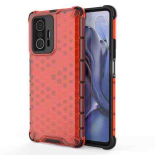 For Xiaomi Mi 11T / 11T Pro Shockproof Honeycomb PC + TPU Phone Case(Red)