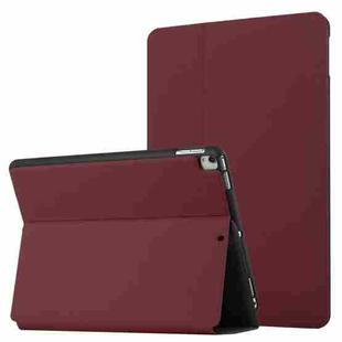 For iPad Air 2019/Pro 10.5 2019/10.2 2019&2020 Dual-Folding Horizontal Flip Tablet Leather Case with Holder & Sleep / Wake-up Function(Wine Red)