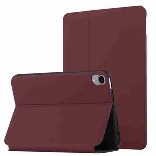 For iPad mini 6 Dual-Folding Horizontal Flip Tablet Case with Holder & Sleep / Wake-up Function(Wine Red)