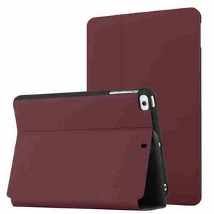 For iPad mini (2019) / 4 / 3 / 2 / 1 Dual-Folding Horizontal Flip Tablet Leather Case with Holder & Sleep / Wake-up Function(Wine Red)