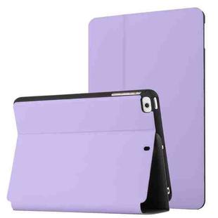 For iPad mini (2019) / 4 / 3 / 2 / 1 Dual-Folding Horizontal Flip Tablet Leather Case with Holder & Sleep / Wake-up Function(Light Purple)
