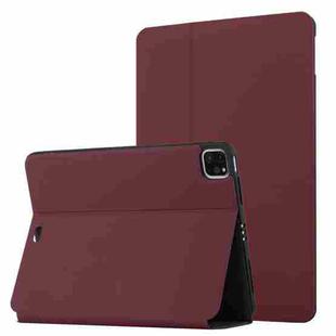 For iPad Pro 11 2020 & 2018 Dual-Folding Horizontal Flip Tablet Leather Tablet Case with Holder & Sleep / Wake-up Function(Wine Red)