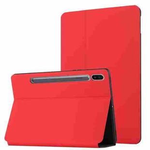 For Samsung Galaxy Tab S8 / Galaxy Tab S7 SM-T870/T875 Dual-Folding Horizontal Flip Tablet Leather Case with Holder & Sleep / Wake-up Function(Red)