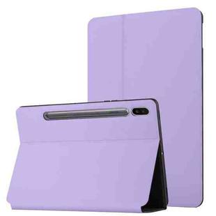 For Samsung Galaxy Tab S8 / Galaxy Tab S7 SM-T870/T875 Dual-Folding Horizontal Flip Tablet Leather Case with Holder & Sleep / Wake-up Function(Light Purple)