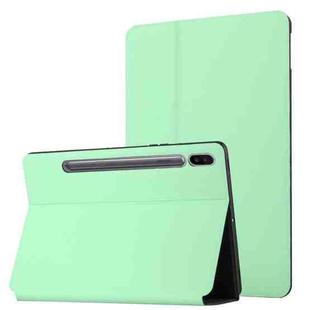 For Samsung Galaxy Tab S8 / Galaxy Tab S7 SM-T870/T875 Dual-Folding Horizontal Flip Tablet Leather Case with Holder & Sleep / Wake-up Function(Mint Green)