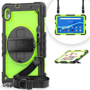 For Lenovo Tab M10 HD TB-X306X Shockproof Colorful Silicone + PC Protective Tablet Case with Holder & Shoulder Strap & Hand Strap(Black Yellow Green)