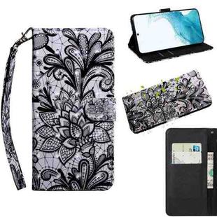 For Samaung Galaxy S22 5G 3D Painted Pattern Horizontal Flip Leather Phone Case with Holder & Lanyard(Black Lace)