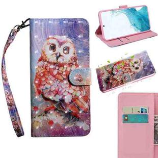 For Samaung Galaxy S22 5G 3D Painted Pattern Horizontal Flip Leather Phone Case with Holder & Lanyard(Color Owl)