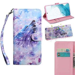 For Samaung Galaxy S22 5G 3D Painted Pattern Horizontal Flip Leather Phone Case with Holder & Lanyard(Roaring Wolf)