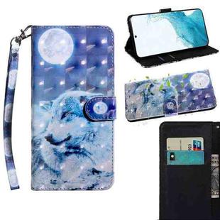 For Samaung Galaxy S22+ 5G 3D Painted Pattern Horizontal Flip Leather Phone Case with Holder & Lanyard(Moon Wolf)