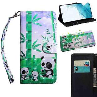 For Samaung Galaxy S22+ 5G 3D Painted Pattern Horizontal Flip Leather Phone Case with Holder & Lanyard(Bamboo Panda)