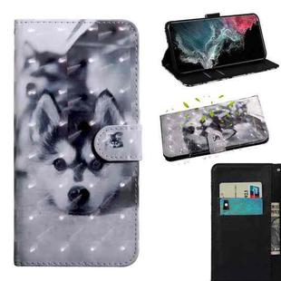 For Samaung Galaxy S22 Ultra 5G 3D Painted Pattern Horizontal Flip Leather Phone Case with Holder & Lanyard(Husky)