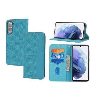 For Samaung Galaxy S22 5G Woven Texture Stitching Magnetic Horizontal Flip PU Leather Phone Case(Blue)