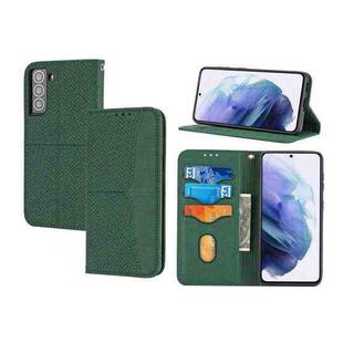 For Samaung Galaxy S22+ 5G Woven Texture Stitching Magnetic Horizontal Flip PU Leather Phone Case(Green)