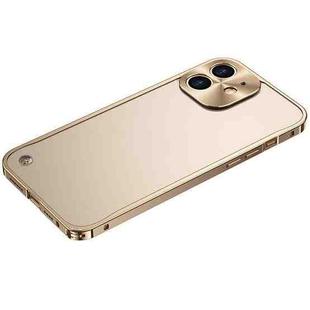 For iPhone 12 Metal Frame Frosted PC Shockproof Phone Case(Gold)